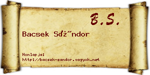 Bacsek Sándor névjegykártya