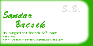 sandor bacsek business card